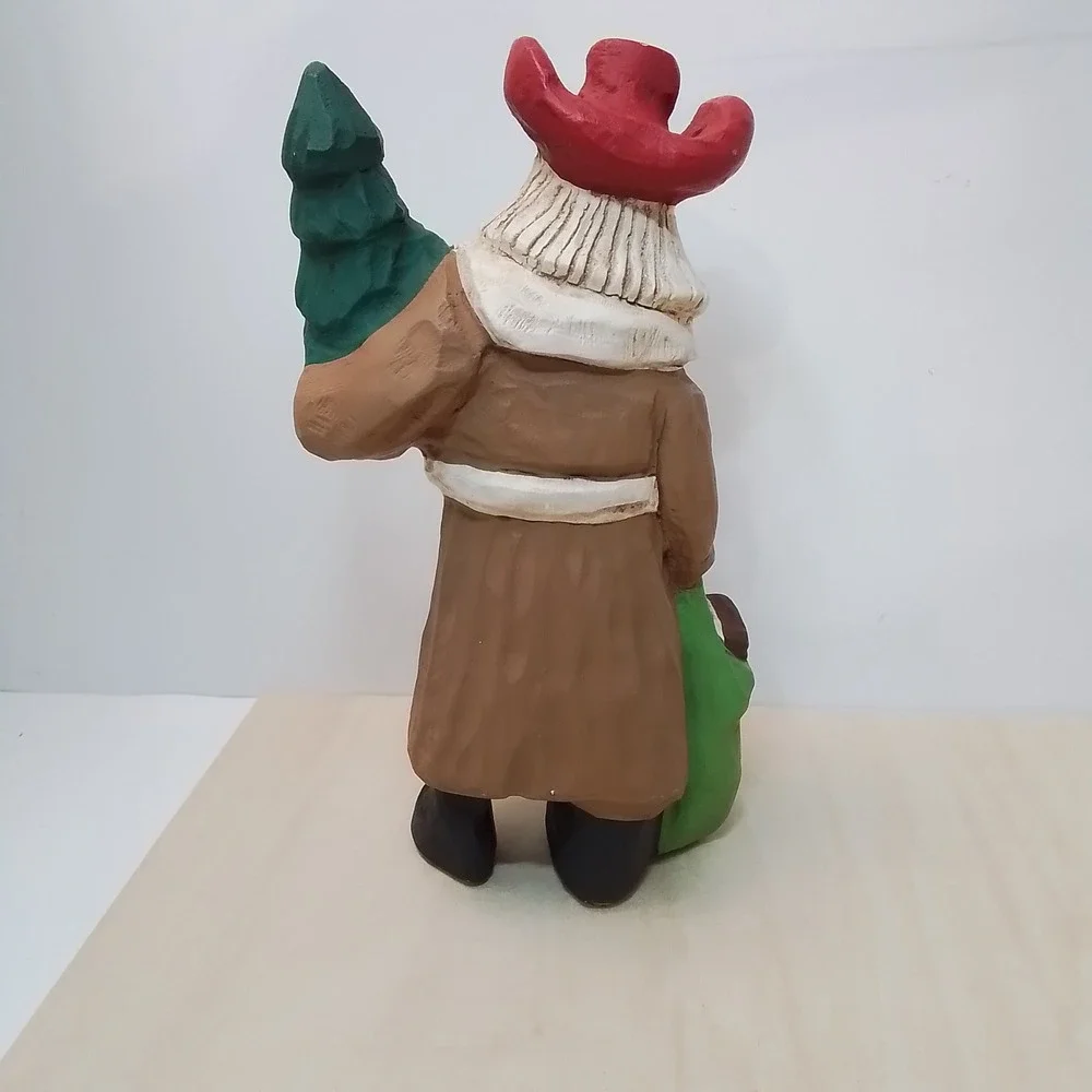 Handcrafted Cowboy Santa Claus Figurine‎ with Christmas Tree and Gift Sack
